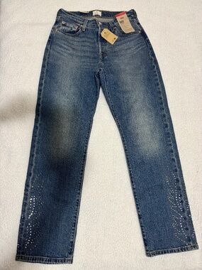 Levi’s 501 blue jeans with rhinestone